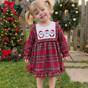 Christmas Loose Plaid Print Dress